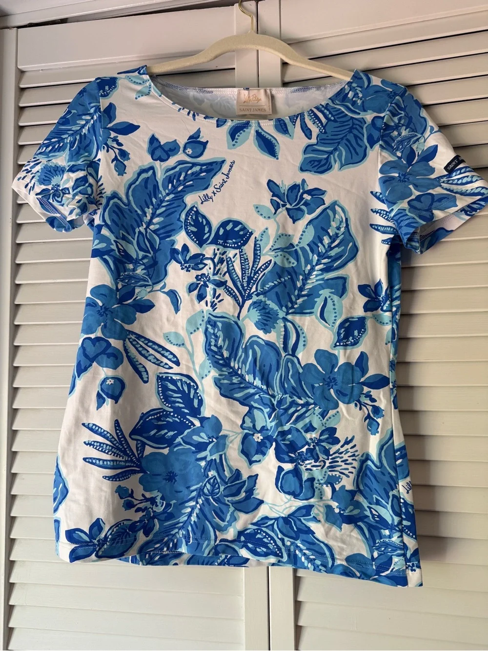 Lilly Pulitzer White Tee with Blue Floral Print